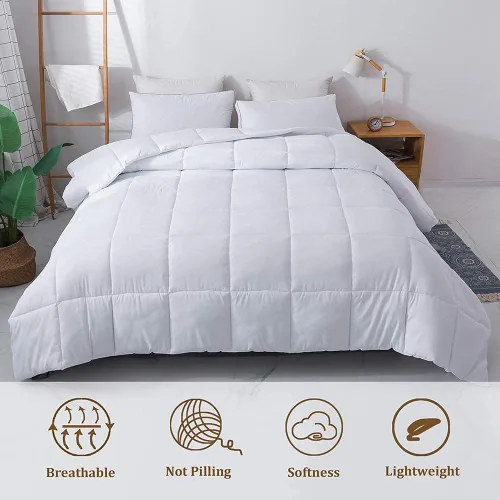 Miniatura 3 de Edredón reversible de microfibra suave de 200 GSM, color beige, tamaño individual (68 x 88) pulgadas