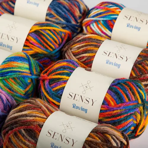 Miniatura 9 de Sensy Roving - Ovillo de lana multicolor, 3.5 onzas, 132 yardas, calibre 5, voluminoso (otoño)