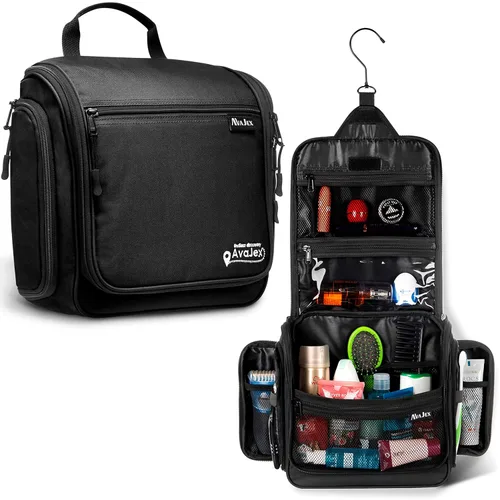 Miniatura 15 de Bolsa de aseo de viaje para hombres y mujeres - Organizador grande colgante de artículos de tocador - Bolsa de higiene impermeable con gancho L Rojo