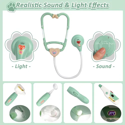 Miniatura 2 de Liberry Kit de médico para niños pequeños de 3, 4, 5, 6 años, 26 piezas con juguete para perro, estetoscopio y disfraz de disfraz, regalo médico