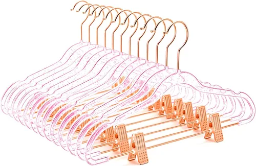 Miniatura 21 de MIZGI - Perchas premium de terciopelo negro para pantalones con clips ajustables (paquete de 20) Perchas delgadas para faldas - Perchas