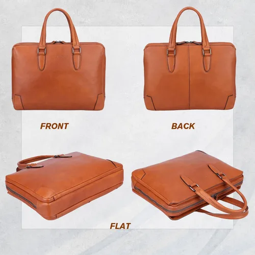 Miniatura 4 de Banuce Maletín de cuero italiano de grano completo para hombres 14 pulgadas bolsas de viaje Bolsas de negocios bolsa de viaje bolsa de accesorios