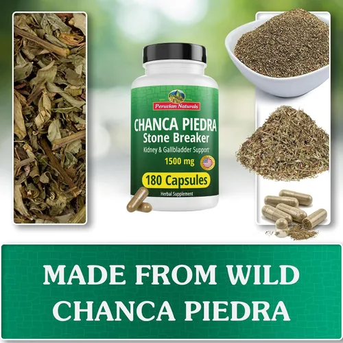 Miniatura 5 de Peruvian Naturals Chanca Piedra Stone Breaker 180 Cápsulas – Disolvente de Cálculos Renales y de Vesícula Biliar – 1500mg por Porción – Chancapiedra