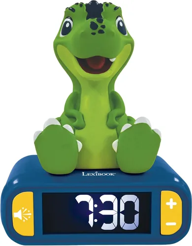 Miniatura 2 de Lexibook - Reloj despertador de dinosaurio con luz nocturna, para niños y niñas, con función de repetición, azul/verde - RL800DINO