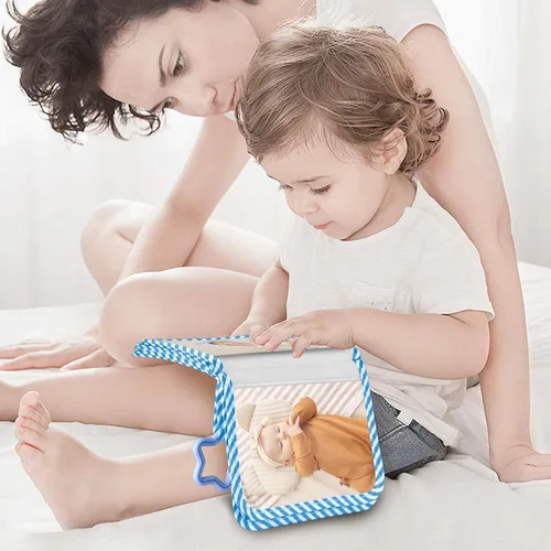 Miniatura 7 de Fintie Álbum de fotos de bebé 4x6 pulgadas, libro de álbum de fotos de mi primera familia con 18 fotos, cubierta de tela suave y gancho para regalos