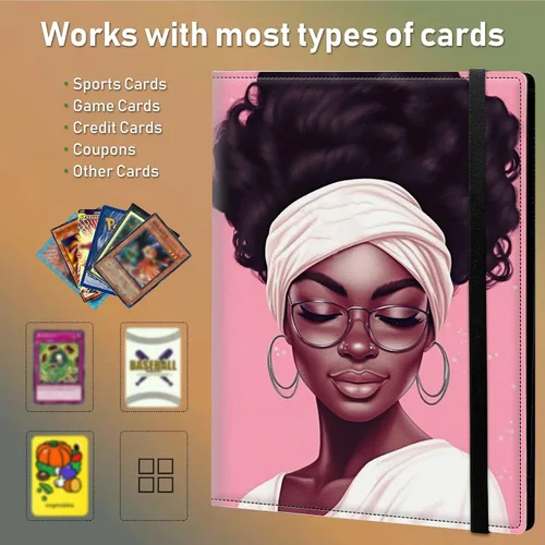 Miniatura 4 de Carpeta para tarjetas de intercambio, 9 bolsillos para tarjetas intercambiables, 360 bolsillos de doble cara, funda para tarjetas de tamaño Mujeres