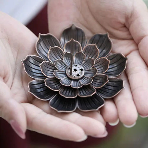 Miniatura 5 de 4 soportes para quemador de incienso de latón Lotus, quemador de sándalo, incensario para el hogar, estudios de yoga, budismo, capuchina, incienso