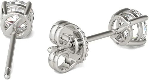 Miniatura 3 de Vaarya Aretes de tuerca de oro blanco hipoalergénico de 12 quilates con certificación GHSI2-I1 AGS de 14 quilates, Oro blanco, diamante