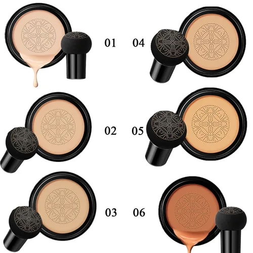 Miniatura 6 de Cojín de aire marrón oscuro, base de cabeza de hongo, 0.71 oz BB Cream Makeup Foundation,Moisturizing Concealer,Long Lasting Full Coverage 3#