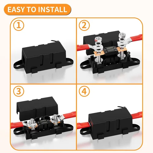 Miniatura 4 de Joinfworld 3 fusibles MEGA de 150 A, montaje de perno de alta corriente automotriz 150 Amp MEGA/AMG fusible para automóviles, camiones, vehículos