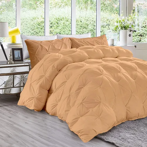Miniatura 7 de Juego de edredón plisado de 3 piezas de 21.16 oz/m² para todas las estaciones (edredón + 2 fundas de almohada), relleno de edredón de algodón