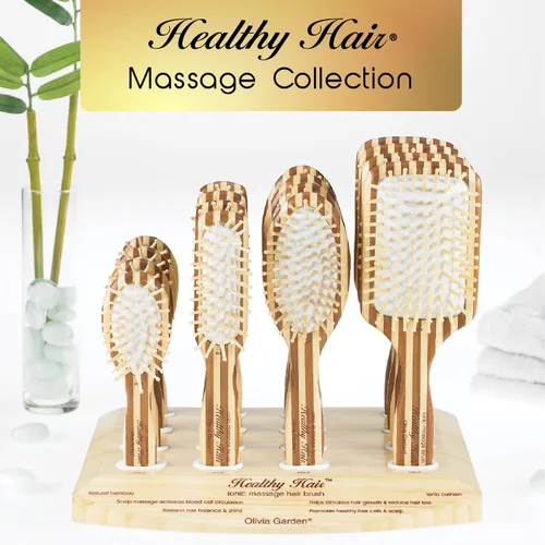 Miniatura 5 de Olivia Garden Cepillo de masaje iónico de bambú para cabello saludable