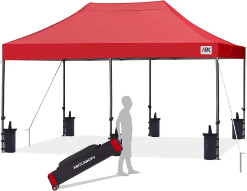 Miniatura 34 de Abccanopy - Carpa de toldo para tienda de campaña comercial instantánea con bolsa de transporte con ruedas, 4 bolsas de arena, Blanco