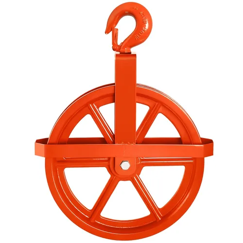 POPMOON Polea de elevación de andamio de 12 pulgadas, rueda de hierro con ganchos de escalera, capacidad de elevación de 1000 libras, naranja rojizo