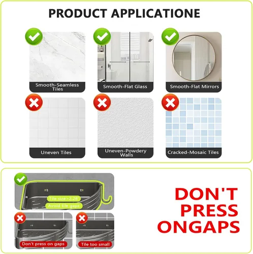 Miniatura 7 de Organizador de esquina para ducha, paquete de 2 estantes adhesivos con ganchos para toalleros, sin perforaciones, impermeable, a prueba de óxido