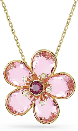 Swarovski Florere Colección de collares y pendientes, cristales rosados, cristales amarillos, acabado metálico dorado