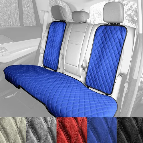Miniatura 7 de FH Group Juego de cojines de asiento trasero de automóvil de piel sintética negra, ajuste universal, cojines de asiento trasero de automóvil