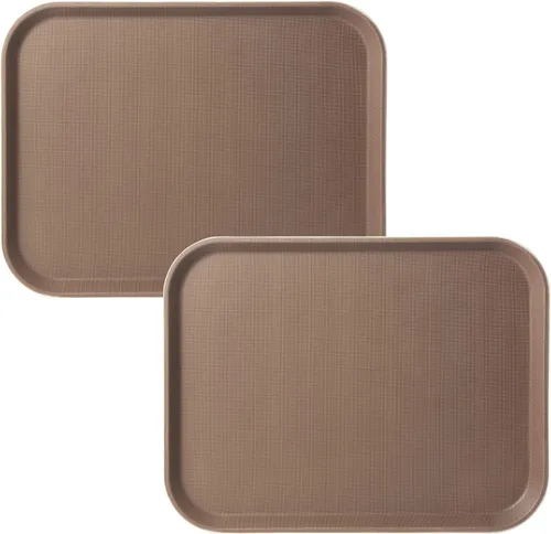 Miniatura 14 de CURTA Paquete de 2 bandejas antideslizantes de grado restaurante, NSF, ovalada de 19 x 23 pulgadas, bandeja redonda forrada de goma de plástico