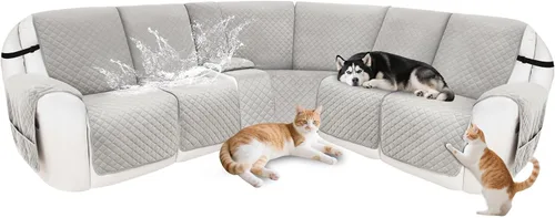 Miniatura 74 de Fundas para sofá modular reclinable, de terciopelo en forma de L, funda de consola central para perros y mascotas, lavable antideslizante, 1 funda