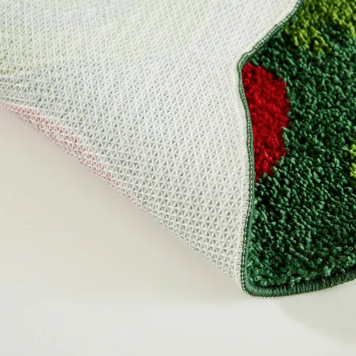 Miniatura 5 de Lindas alfombras navideñas de Ouyattle para baño, tapete antideslizante lavable, verde, con renos de Grinch, divertido tapete de Navidad de 2x3