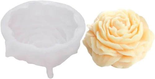 Molde de silicona de peonía de 3.5 pulgadas, moldes para velas de flores, cera de soja y jabón, accesorio de manualidades, molde de resina epoxi