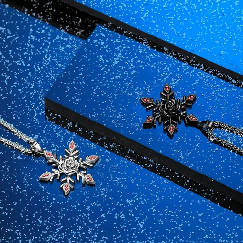 Miniatura 5 de beautlace Collares con forma de árboles de Navidad, colgante de muñeco de nieve de Papá Noel, collar de flor de rosa, joyería de Navidad para mujeres