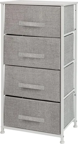 Miniatura 10 de Flash Furniture Harris - Cómoda de almacenamiento de 4 cajones, marco de hierro fundido negro y parte superior de madera, 4 cajones de tela gris