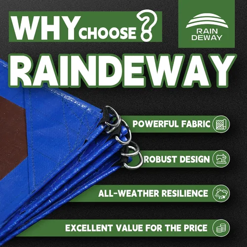 Miniatura 2 de RAINDEWAY Lona de 4 x 6 pies de alta resistencia Lonas 14 mils con anillos de metal y esquinas y bordes reforzados, impermeable, resistente a
