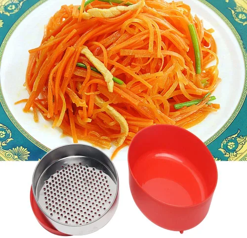 Miniatura 7 de Rallador de queso con recipiente y tapa, juego de caja de rallador de acero inoxidable, 7.09 x 2.76 pulgadas, rojo, 2 cuchillas, rallador de cocina
