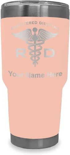 Miniatura 14 de LaserGram Vaso aislado al vacío de 20 onzas, dietista registrado RD, grabado personalizado incluido (negro)