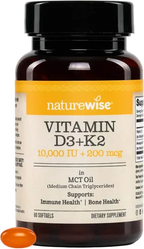 Miniatura 14 de NatureWise Vitamina vegana D3 + K2 con aceite orgánico de coco MCT – D3 orgánico 5000IU + K2 natural 100mcg – Soporte óseo de alta absorción – Sin