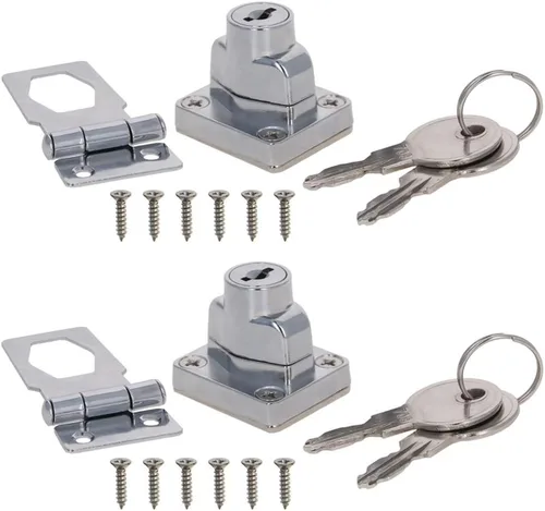 MroMax Cerradura de cerrojo con llave de 3.07 x 1.38 pulgadas, perilla giratoria con llave, cerradura de cerrojo de bloqueo con llave para puertas,