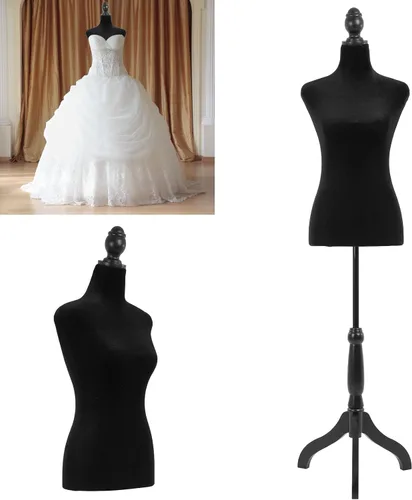 BLKMTY Maniquí femenino con forma de torso, maniquí de costura, altura del cuerpo, ajustable, modelo de vestido con base de trípode, para costura,