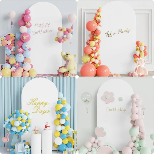 Miniatura 111 de Putros Cubierta de Arco de Boda 6 Pies Beige Spandex Ajustada Parte Superior Redonda Chiara Cubiertas de Soporte de Fondo para Decoración de Bodas