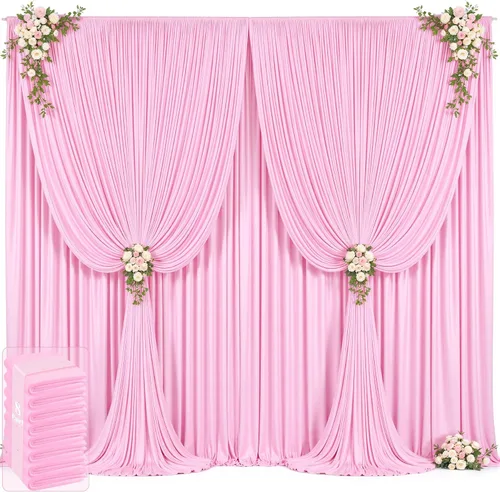 Miniatura 40 de 20 pies x 12 pies Cortinas de Telón de Fondo Azul Bebé Sin Arrugas para Bodas y Fiestas, Telón de Fondo de Tela Azul, Cortinas para Bodas