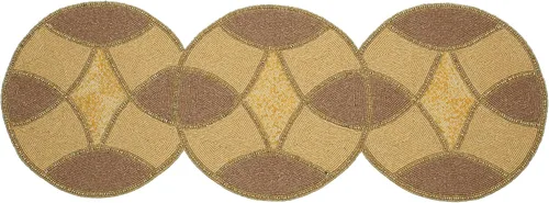 Camino de mesa con cuentas de 36 pulgadas, 13 x 36 pulgadas, marrón beige multicolor, camino de mesa decorativo con brillo navideño, manteles