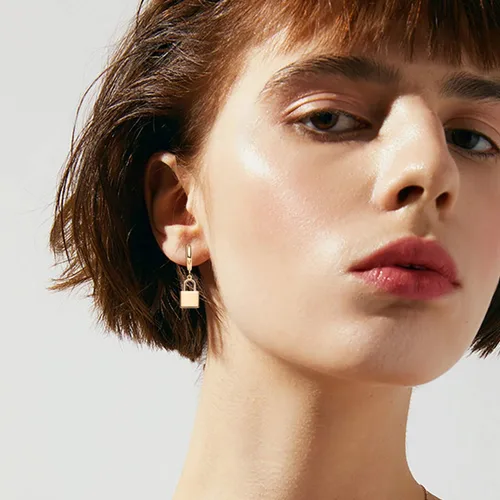 Miniatura 2 de VACRONA - Aretes tipo arracadas para mujer, chapados en oro de 14 quilates, diseño de aro de arracada