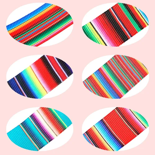 Miniatura 7 de WILLBOND 6 rollos de cintas de serape con rayas arcoíris mexicanas de 1 pulgada, cinta colorida de grogrén para fiestas, manualidades, decoración
