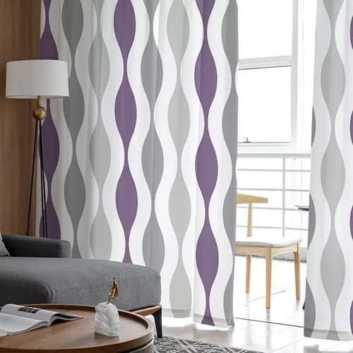 Miniatura 4 de Cortinas semitraslúcidas modernas de mediados de siglo de 84 pulgadas de largo para decoración de sala de estar, cortinas de gasa con bolsillo