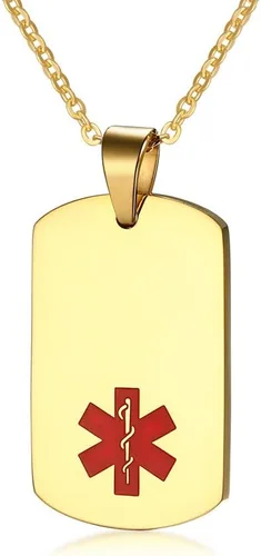 Miniatura 7 de VNOX Collar con colgante personalizado de acero inoxidable con grabado personalizado para identificación de alerta médica de emergencia para hombres