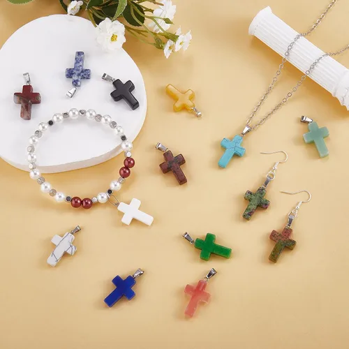 Miniatura 5 de Dije de corazón de piedras preciosas naturales curativas con piedras preciosas de cristal curativo con latón en tono platino, hallazgos para hacer