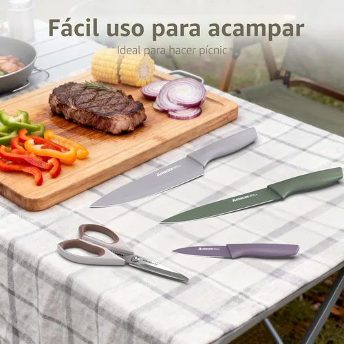 Miniatura 5 de Astercook Juego de cuchillos de cocina de 13 piezas con revestimiento antioxidante saludable, apto para lavavajillas, juegos de cuchillos de chef