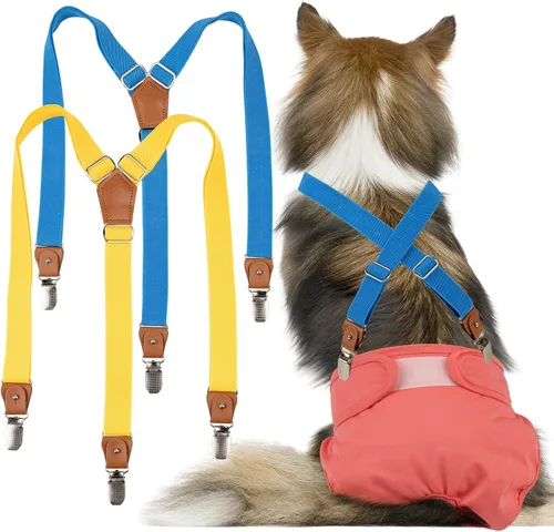 Miniatura 14 de Pet Soft Tirantes para perras, 2 piezas de tirantes para pañales para perros, falda de vestido, pañales (corazones lindos, M/L)