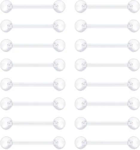 Miniatura 3 de VCMART - Anillos de plástico para lengua de 14 G, anillos de plástico para pezón para cirugía, anillo de lengua transparente, piercing que brilla