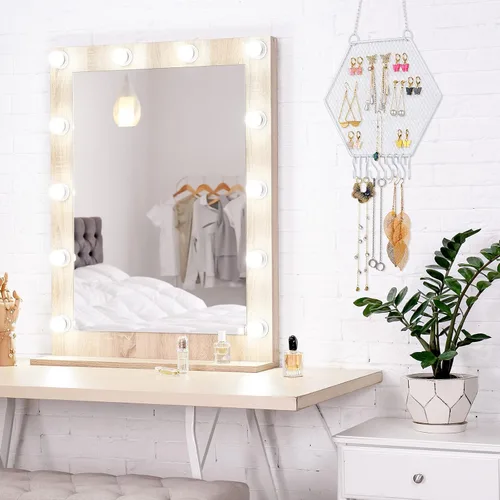 Miniatura 4 de Jetec 2 Piezas Organizador de Aretes para Pared, Organizador de Aretes Montado en la Pared, Soporte de Joyería Colgante, Estante de Exhibición Blanco
