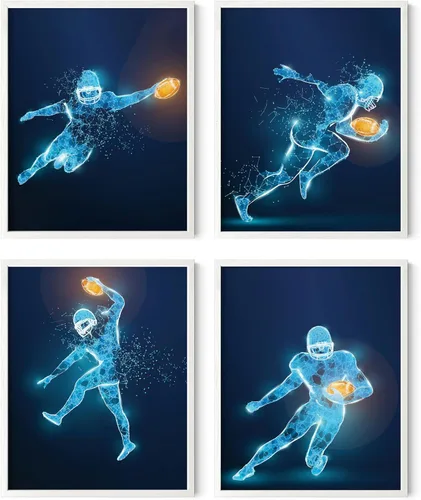 Miniatura 45 de Impresiones artísticas de fútbol americano para pared, juego de 5 (8x10) carteles de fútbol americano sin marco, decoración de sala de fútbol Niños