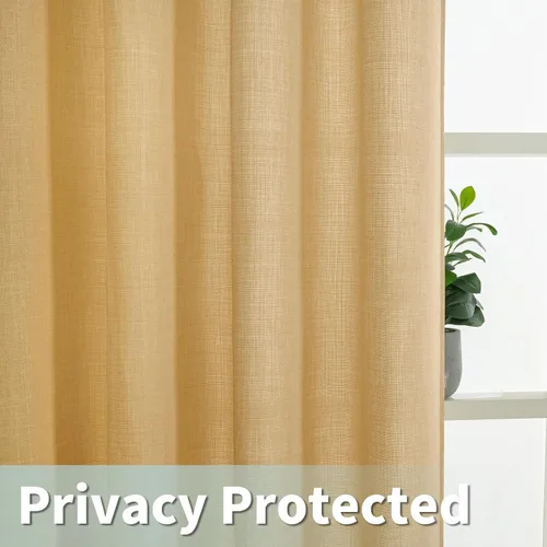 Miniatura 2 de LAMIT Cortinas de lino sintético para dormitorio, paneles filtrantes de luz, cortinas de lino con protección de privacidad con ojales para ventanas