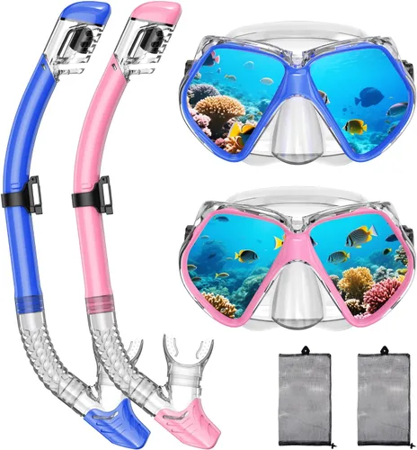 Miniatura 13 de Equipo de esnórquel para adultos, esnórquel seco, juego de máscara para adultos, máscara de buceo, equipo de buceo, gafas de natación con cubierta