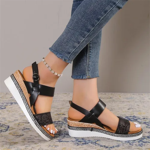 Miniatura 3 de Sandalias ortopédicas para mujer, tacones de cuña para mujer, pantuflas de caminar con soporte de arco, sandalias de cuña de verano elegantes
