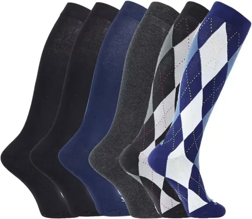 JAVIE Argyle - Calcetines deportivos cómodos de algodón hasta la rodilla para hombres y mujeres, compresión para correr, recuperación, embarazo y